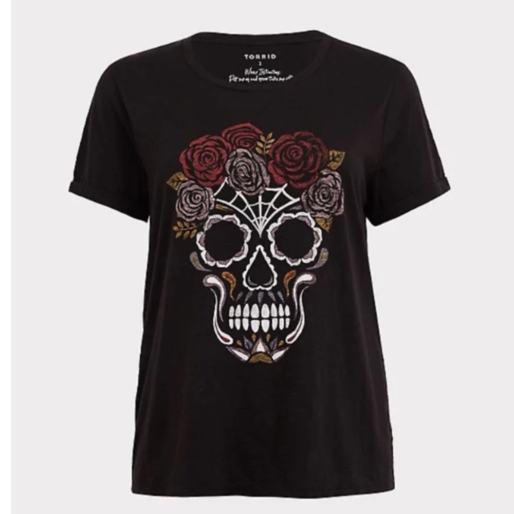 BLACK ROSE SUGAR SKULL SLIM FIT TEE TORRID 0